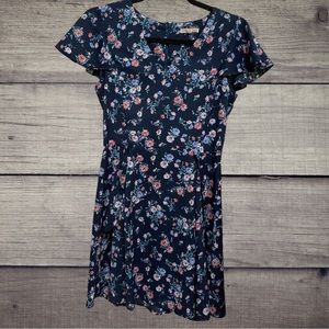 Copper Key Floral Dress with ties on the waist